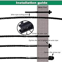 Vista 5 de Hardware de barandilla de cable negro 1/8,Kit de sistema de barandilla de cable,Tensor de espárrago 60pcs,para postes de madera y metal