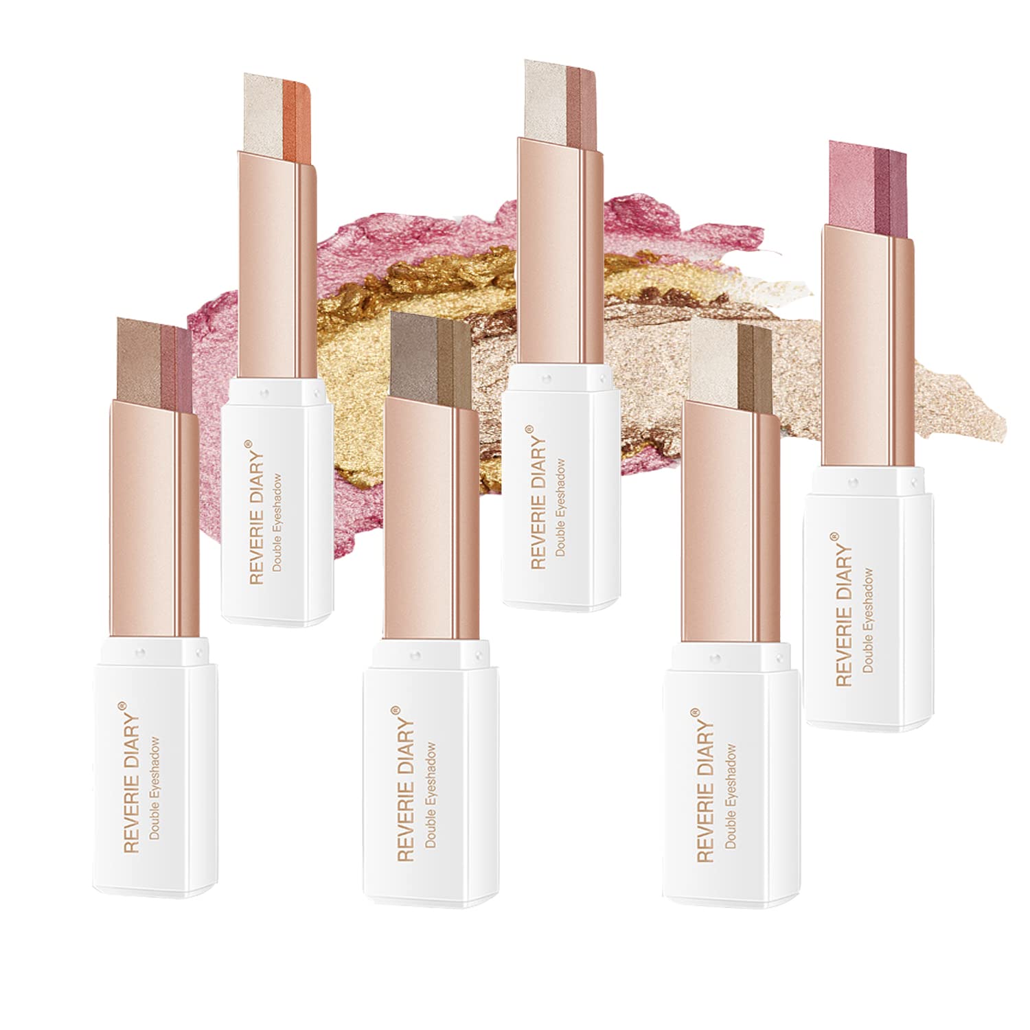 ALNGFUIK 12 Colors Glitter Eyeshadow Stick,Double Colors Shimmer Eye Shadow Stick Gradient Eye Makeup