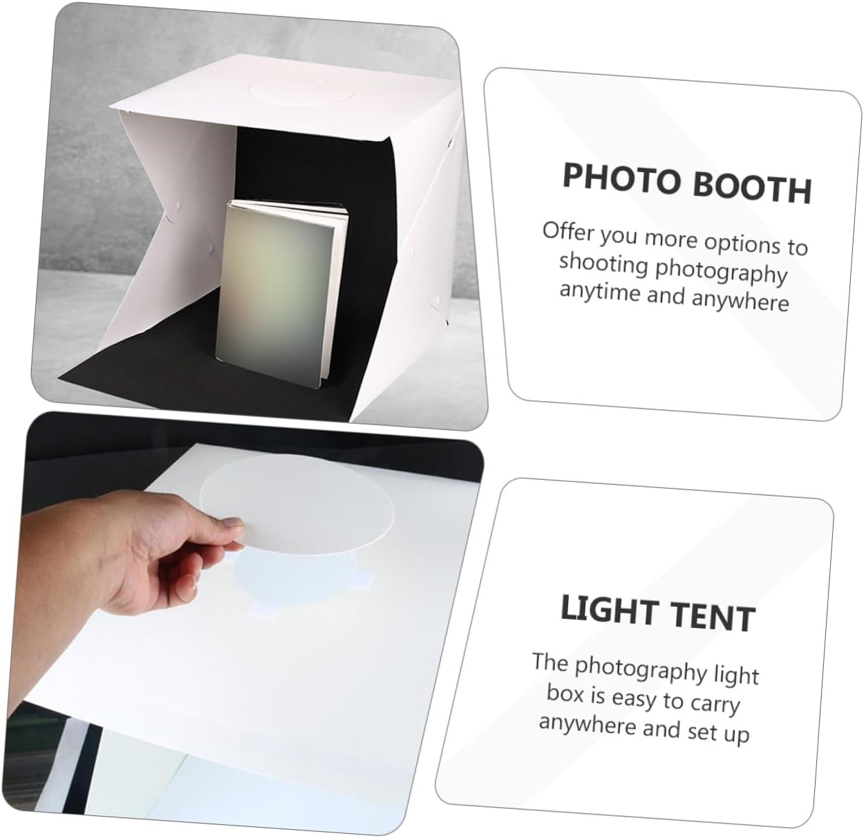 Portable Foldable LED Light Box Photography Tent with Black and White Backdrops, 30cm Photo Studio Light Tent for Small Business Product Photography
