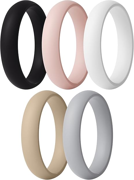 ThunderFit Silicone Bridal Rings Set for Women, 5.5mm Wide, 2mm Thick, Wedding Rubber Bands, Variety Multipack 1-12