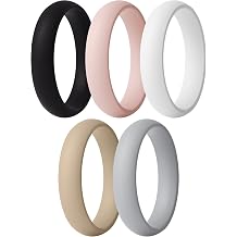 ThunderFit Silicone Bridal Rings Set for Women, 5.5mm Wide, 2mm Thick, Wedding Rubber Bands, Variety Multipack 1-12