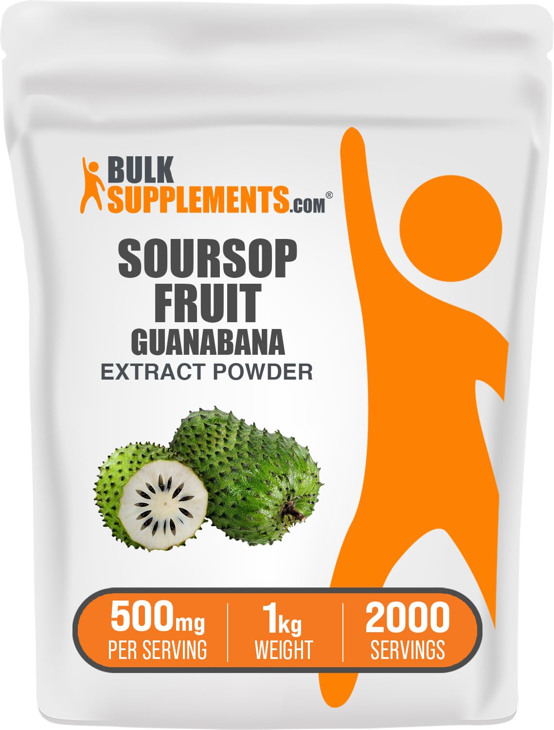 BULKSUPPLEMENTS.COM Guanabana Extract (Soursop) - Sourced from Annona muricata Fruit, Graviola - Gluten Free - 500mg per Serving, 2000 Servings (1 Kilogram - 2.2 lbs)