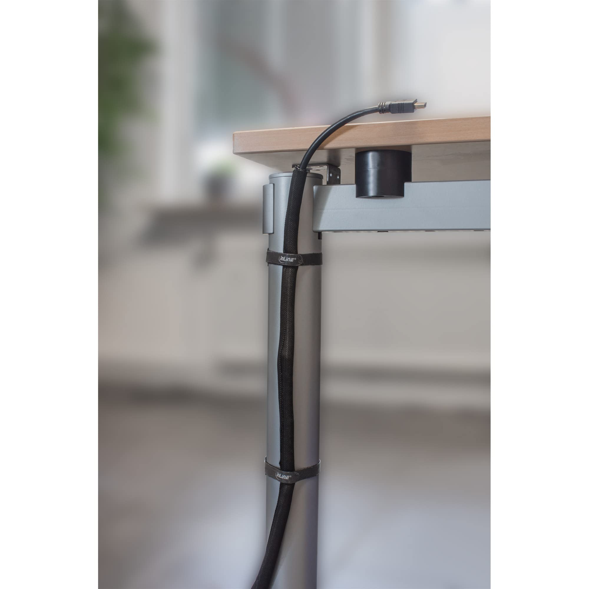 InLine Cavo Canale, Intrecciato con Tessuto in Poliestere Cappotto, selbstverschliessend Nero Nero 25mm Durchmesser, 5m