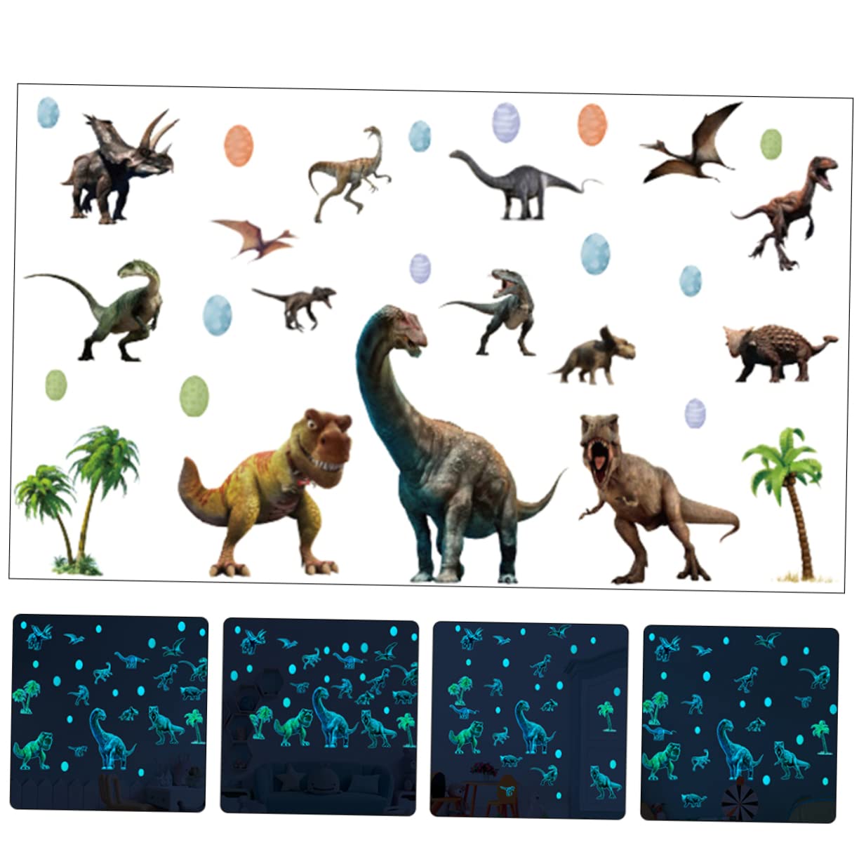 VICASKY 3sets Adesivi Murali Dinosauri Luminosi Stickers Decorativi Autoadesivi Per Camerette Salotto e Nursery Facili Da Rimuovere Residui