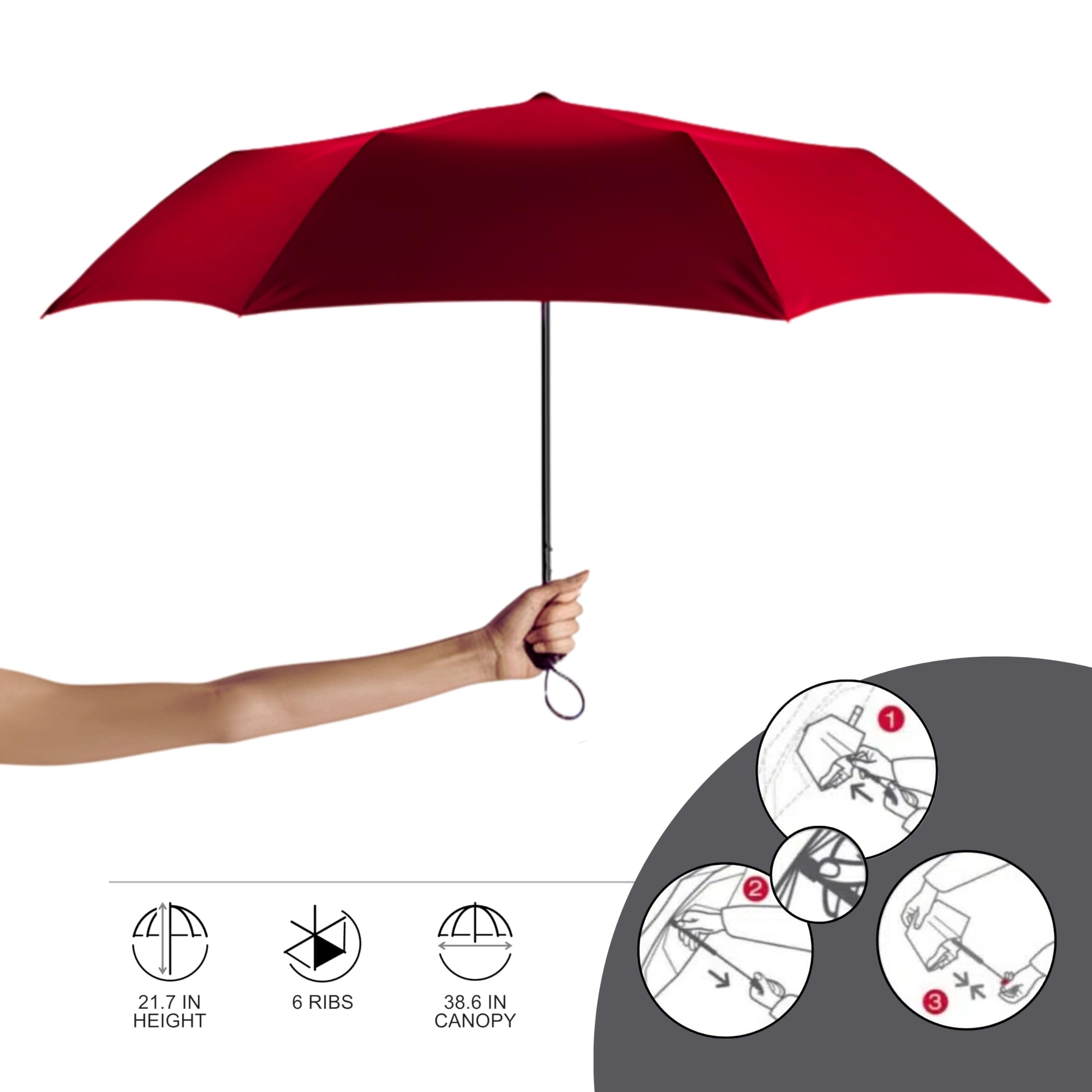 Knirps Taschenschirm AS.050 Slim Small Manual - Der flachste Superleicht - Klein und kompakt - 25 cm - Salsa