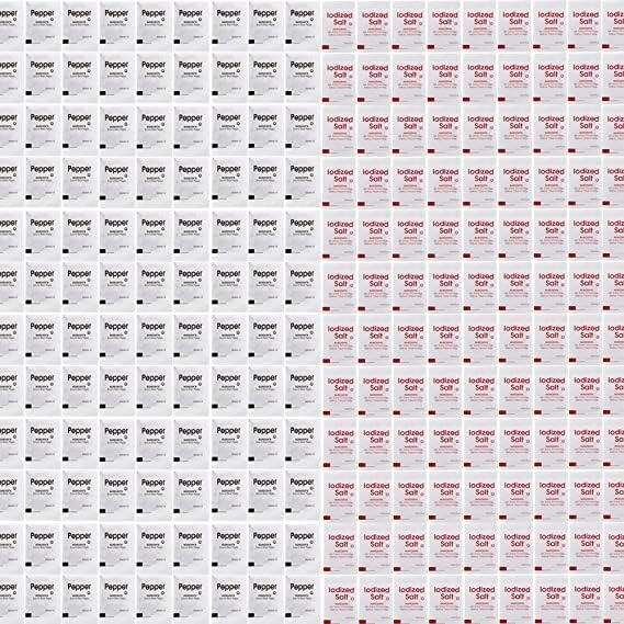 Salt & Pepper Packets 6000 Bulk Total - Individually Wrapped Single Serve Packs - Restaurant Quality Iodized Salt & Ground Black Pepper