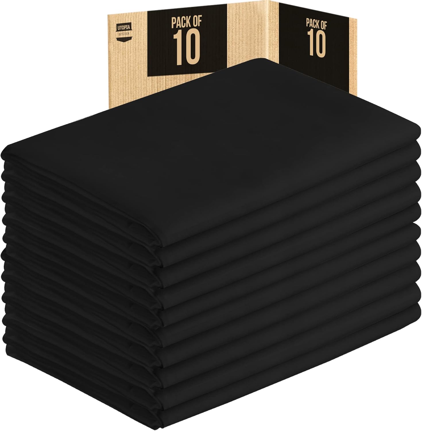 Utopia Kitchen Spandex Tablecloth 10 Pack [6FT, Black] Tight, Fitted, Washable and Wrinkle Resistant Stretch Table Cloth Rectangle Cover for Trade Show, Weddings & Parties [72Lx30Wx30H Inch]