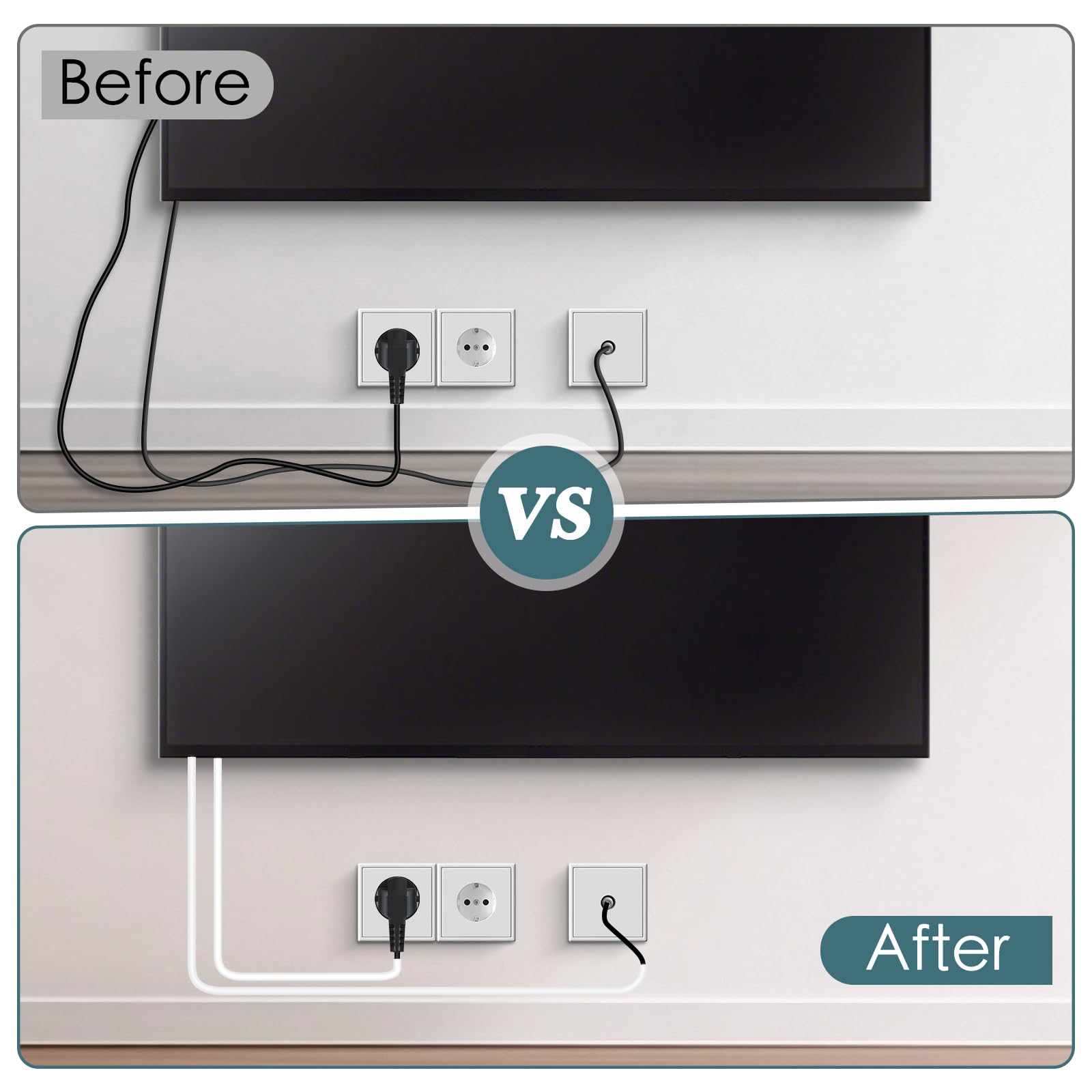 Canaleta para cables, cable de 6 m, autoadhesivo, para ocultar cables de alimentación en el hogar y la oficina