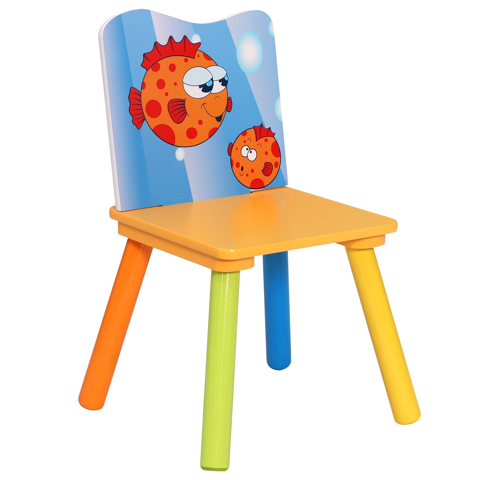WOLTU Kindertisch mit 2 Stühlen, Tisch und Stühle Set für Kinder, abgerundete Ecken sicher, Kindersitzgruppe mit Meer-Motiv für Vorschüler Kinderzimmer Kindergarten