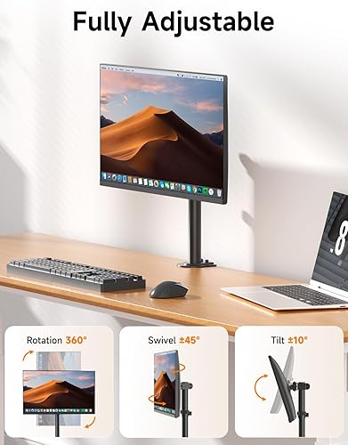 Miniatura 4 de Bracwiser Soporte de brazo de monitor totalmente ajustable para una pantalla de 13-32 pulgadas, 22 libras para monitor de pantalla de computadora de
