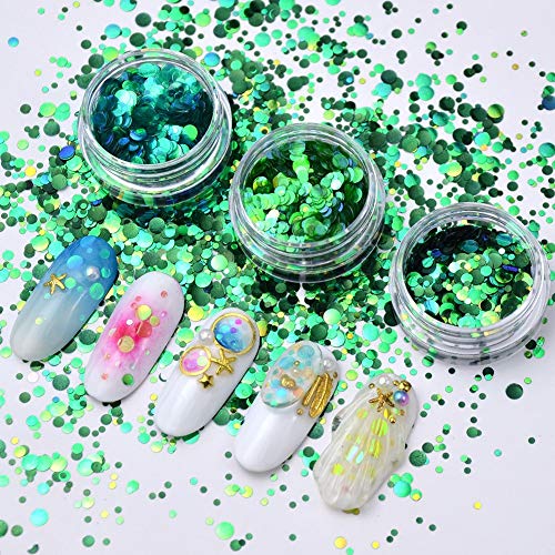 Yeslady Nail Art Mermaid Round Glitter Transparent Paillette Flakes Manicure Charms Sequin Decoration 12 Colors #TOP6