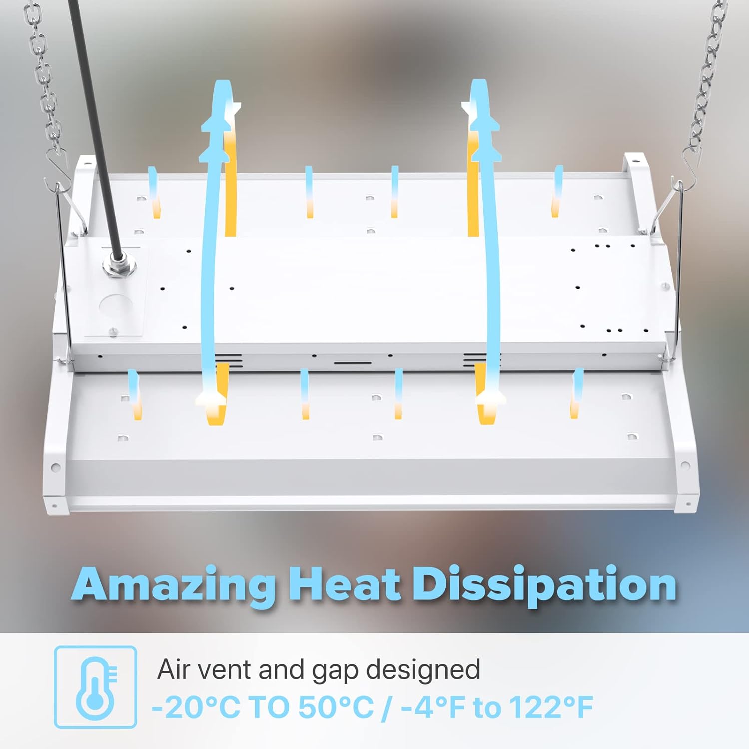 Illustration of heat dissipation airflow through the light fixture