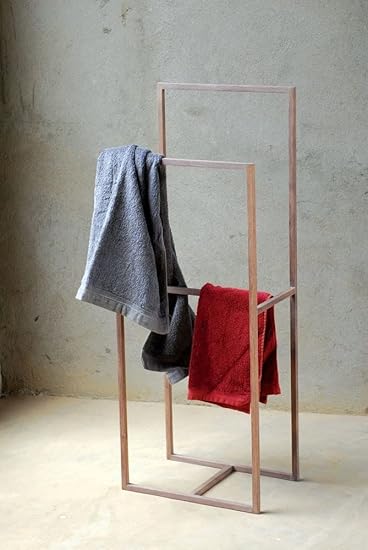 Freestanding Wooden Towel Rack, Multiple Tier Sheesham Wood Towel Holder for Bathroom, Industrial Towel Bar Stand/Ladder with Storage Shelf, for Bathroom, Bedroom, Laundry Room, Kitchen B36