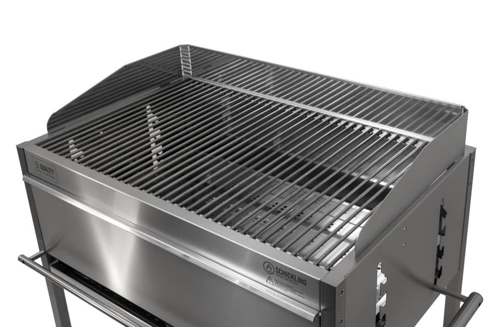 Schickling Holzkohlegrill "Walter XL - Basic" BBQ Edelstahlgrill Grillwagen, Rechteckig, 100% Edelstahl, Holzkohle Grill - Made in Germany - Direkt vom Hersteller