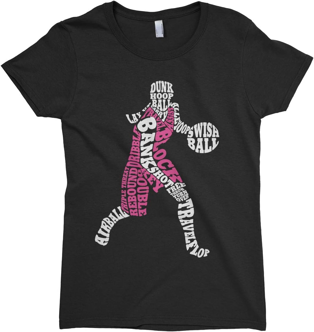 Threadrock Big Girls' Basketball Player Typography Fitted T-Shirt