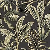 VaryStyle Tropical Wallpaper Peel and Stick Exotic Palm Tree Banana Leaf Wallpaper for Bedroom Bathroom Waterproof Vinyl Removable Self Adhesive Dark Jungle Contact Paper for Cabinets Walls 17.7'x118'