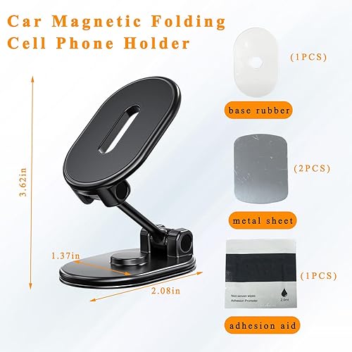 Miniatura 2 de Soporte magnético de teléfono para automóvil, soporte giratorio de 360 grados para teléfono celular con 8 imanes fuertes, soporte adhesivo para