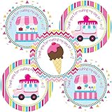 Ice Cream Party Thank You Sticker Labels by Adore By Nat - Girls Party Favor Labels and Envelope Seals - Set of 30