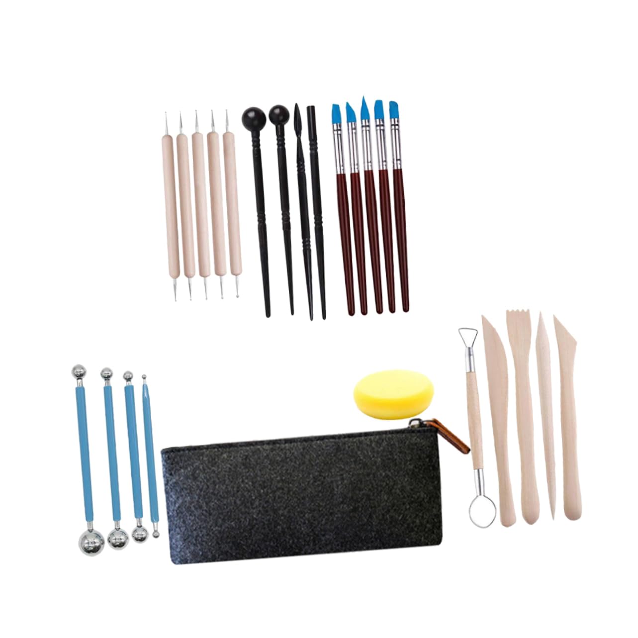 DOITOOL 2 Sätze Schnitzwerkzeug Töpferwerkzeuge Töpferei Polymer Bildhauerei Keramik Clay Modelling Tools skulpturenwerkzeuge lehmwerkzeuge töpferzubehör Clay Tools Schwamm