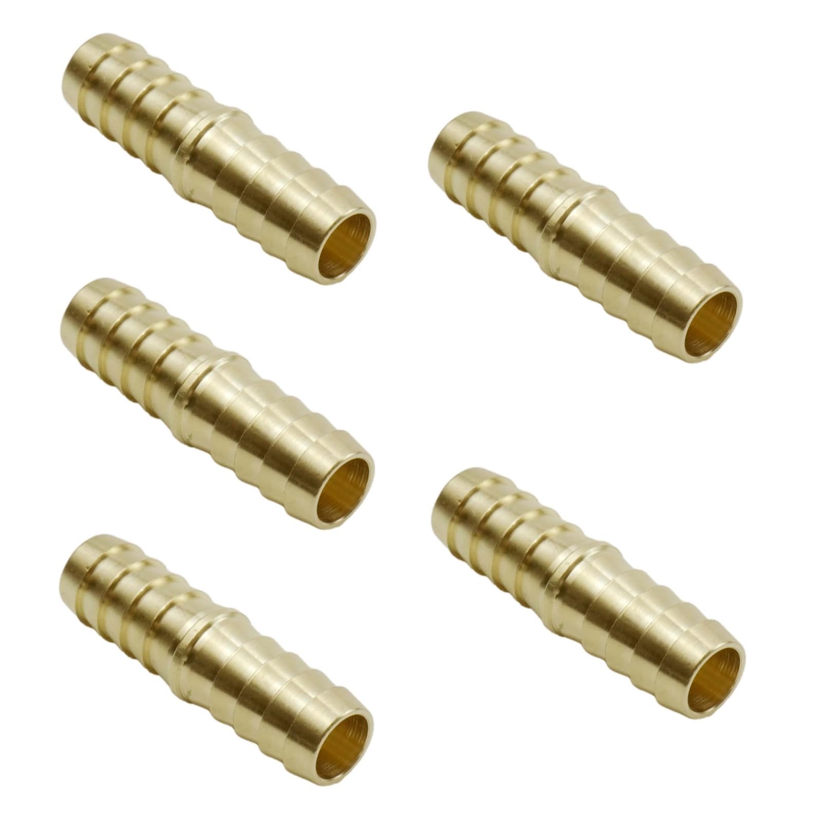 Brass Barb Union Fittings 1/2" Barbed x 1/2" Barbed Splicer Brass Hose Fitting Mender Joiner Fitting 1/2" Hose ID for Air/Water/Fuel/Oil 5 Pcs