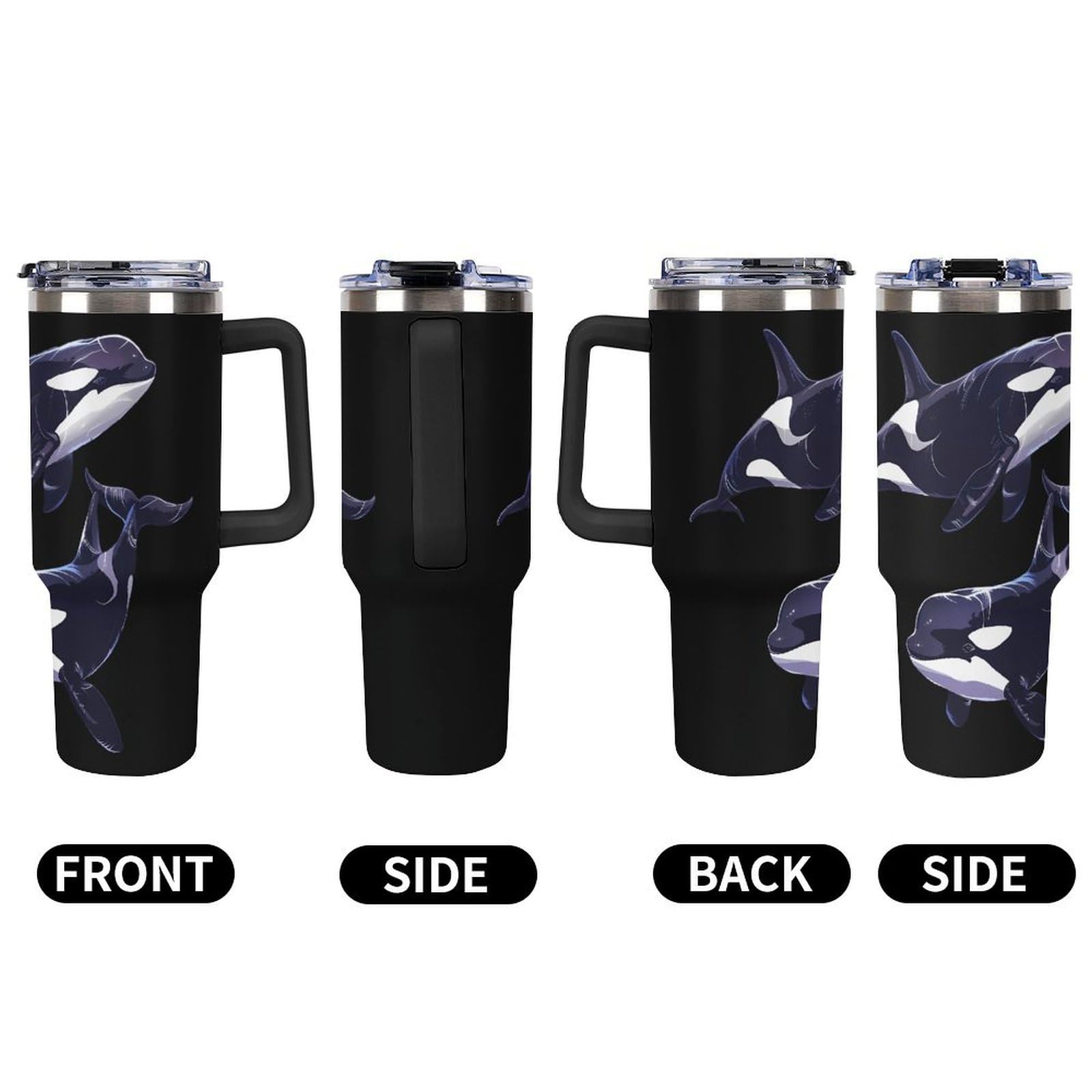 Amazon.com: Orca Killer Whale Tumbler with Handle And Straw Lid