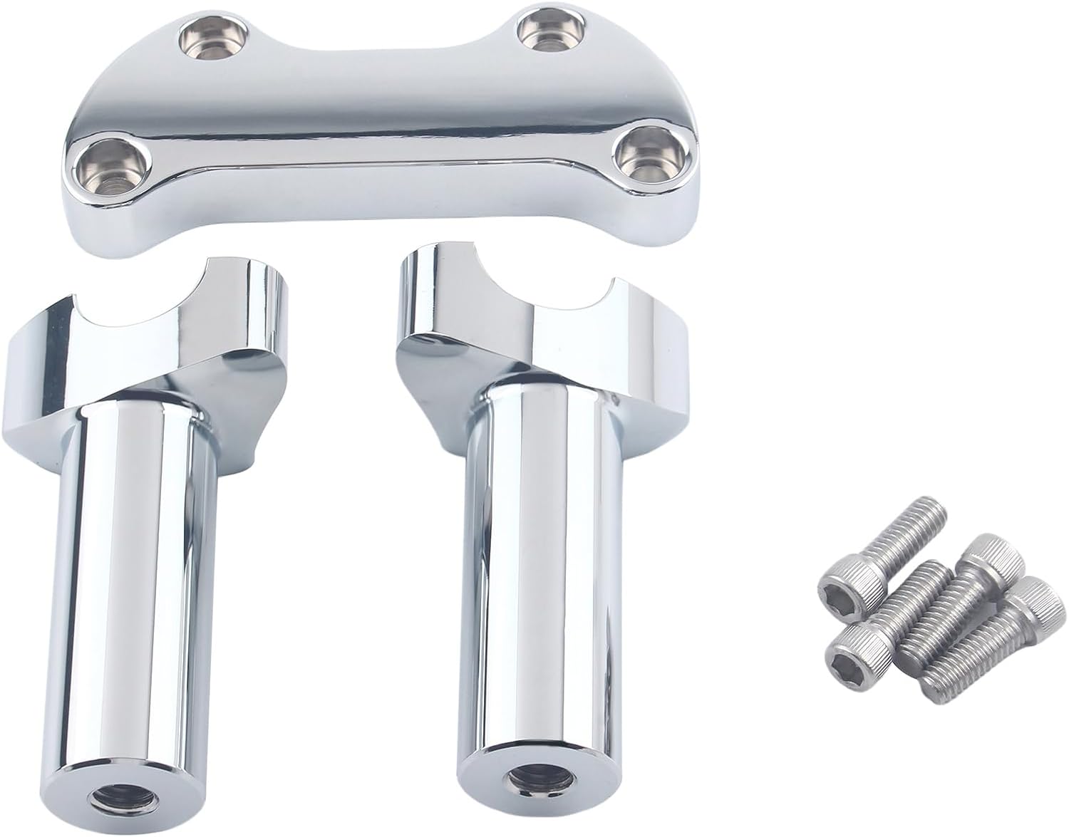 4" inch Tall Handlebar Riser Top Clamp Compatible with Harley Touring Dyna Softail Sportster, Chrome (rise height：4" ；for 1" Handlebar)