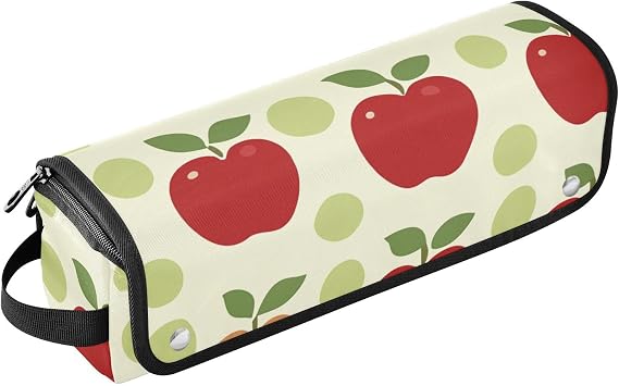 Hair Tools Travel Bag and Heat Resistant Mat Hot Tools Organizer Curling Iron Travel Case for Flat Irons Haircare Accessories Apple Dot Retro Cute White