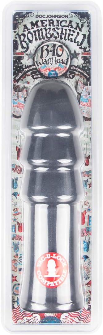 Doc Johnson American Bombshell - B-10 Warhead - Vac-U-Lock and F Machine Compatible Dildo or Butt Plug - Gunmetal Grey