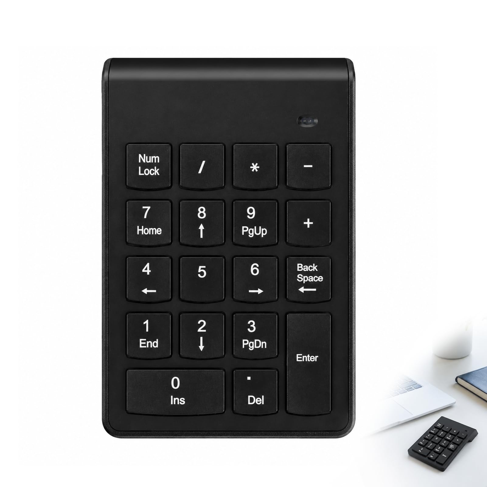2.4G 18 Keys Wireless Numeric Keypad with Ergonomic Design and USB Receiver, Portable and Lightweight, with 15° Tilt for Convenience Compatible with Windows and Linux for PC and Computers