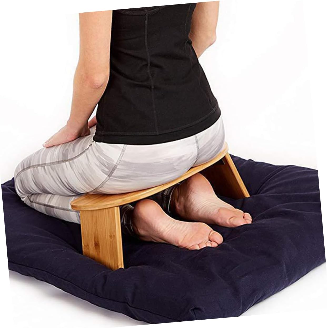 Happyyami Meditation Stool Zen Kneeling Bench for Yoga and Prayer Non- Portable Design Ergonomic Structure for Comfortable Sitting and Kneeling Support