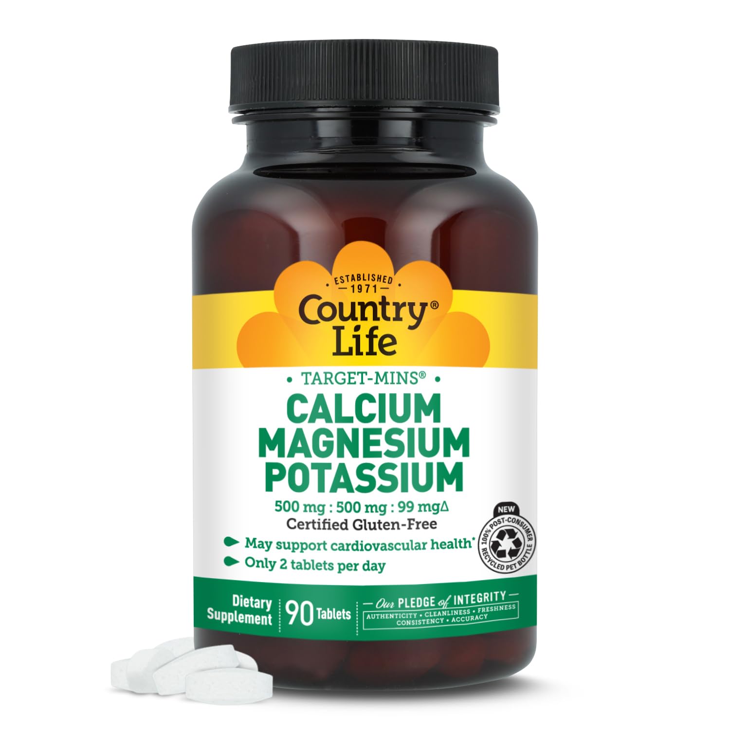 Country Life Target Mins - Calcium Magnesium Potassium, 500mg/500mg/99mg per 2 Tablets - 90 Tablets