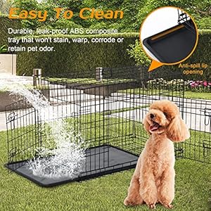 48 Inch Dog Crate Dog Cage for Large Dogs Folding Mental Wire Dog Kennel Outdoor and Indoor with Double-Door Divider Panel Removable Tray and Handle