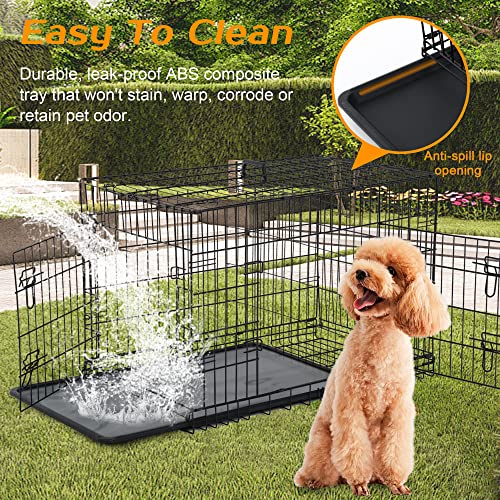 48 Inch Dog Crate Dog Cage for Large Dogs Folding Mental Wire Dog Kennel Outdoor and Indoor with Double-Door Divider Panel Removable Tray and Handle 48 Inch Dog Crate Dog Cage for Large Dogs Folding Mental Wire Dog Kennel Outdoor and Indoor with Double-Door Divider Panel Removable Tray and Handle