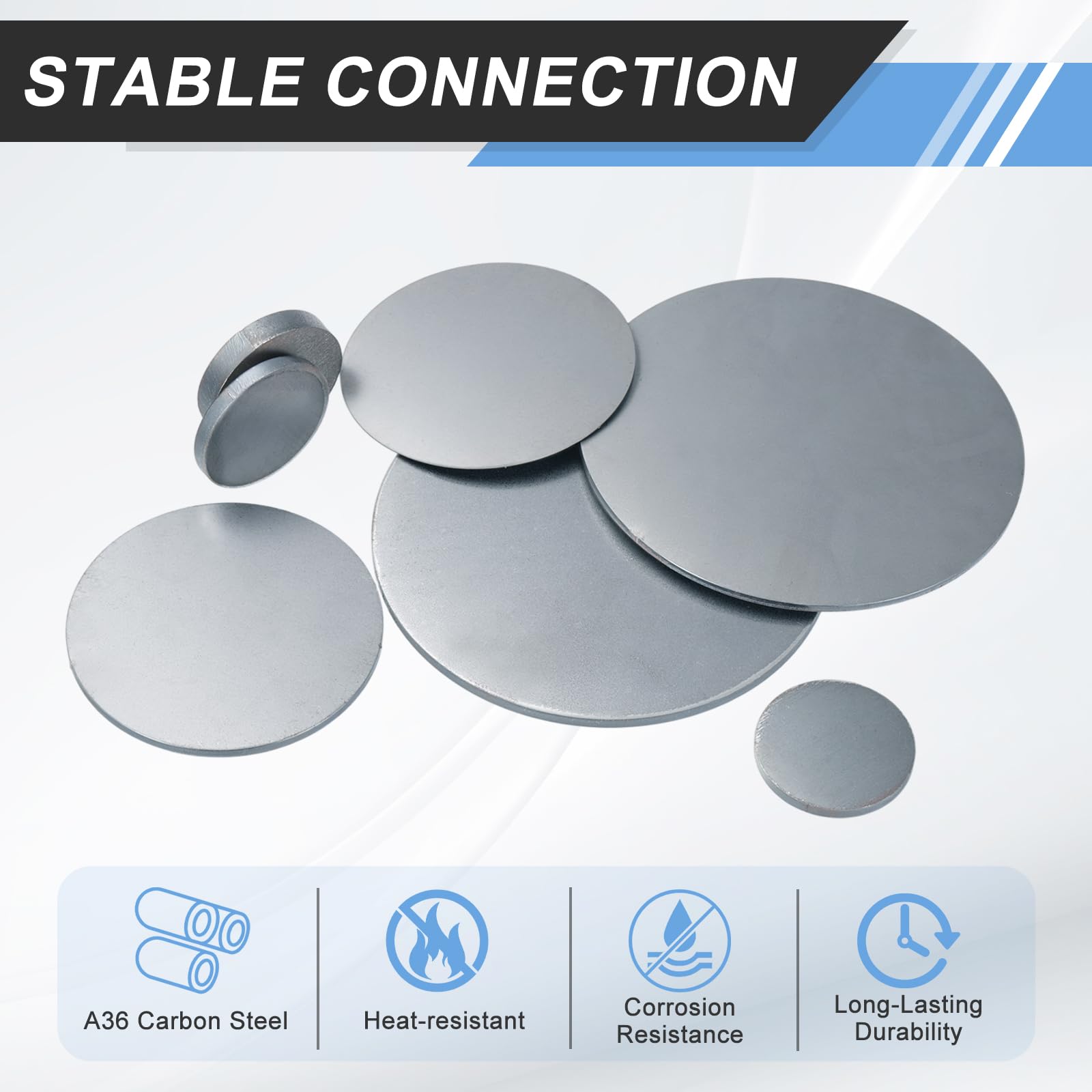 sourcing map Plaque d'acier de 3 mm x 25,4 cm, base en tôle d'acier A36 laminée à chaud, disques métalliques ronds soudables pour support structurel de construction industrielle