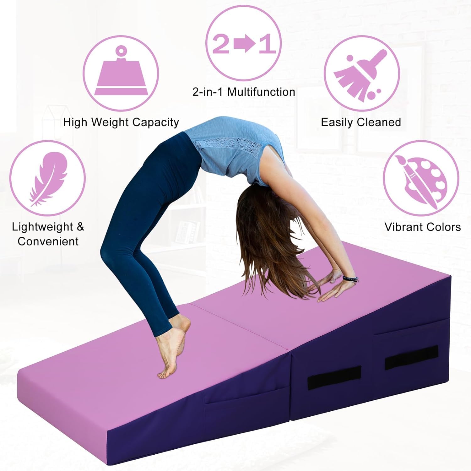 Gymnastics Cheese Wedge Mat, Octagon Tumbler, Multi-Size Skill Shape Tumbling Mat