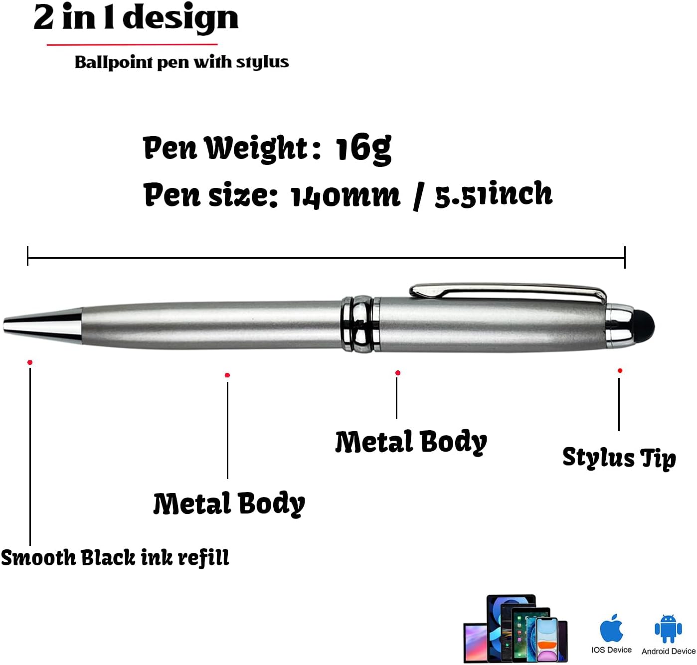 Yastar Personalized Pens Bulk Custom Ballpoint Pens with Business Name Message,wiht 10 Black Ink Refills Customized Engraved Pens with Stylus for Birthdays Anniversaries Graduations 12pcs/Pack