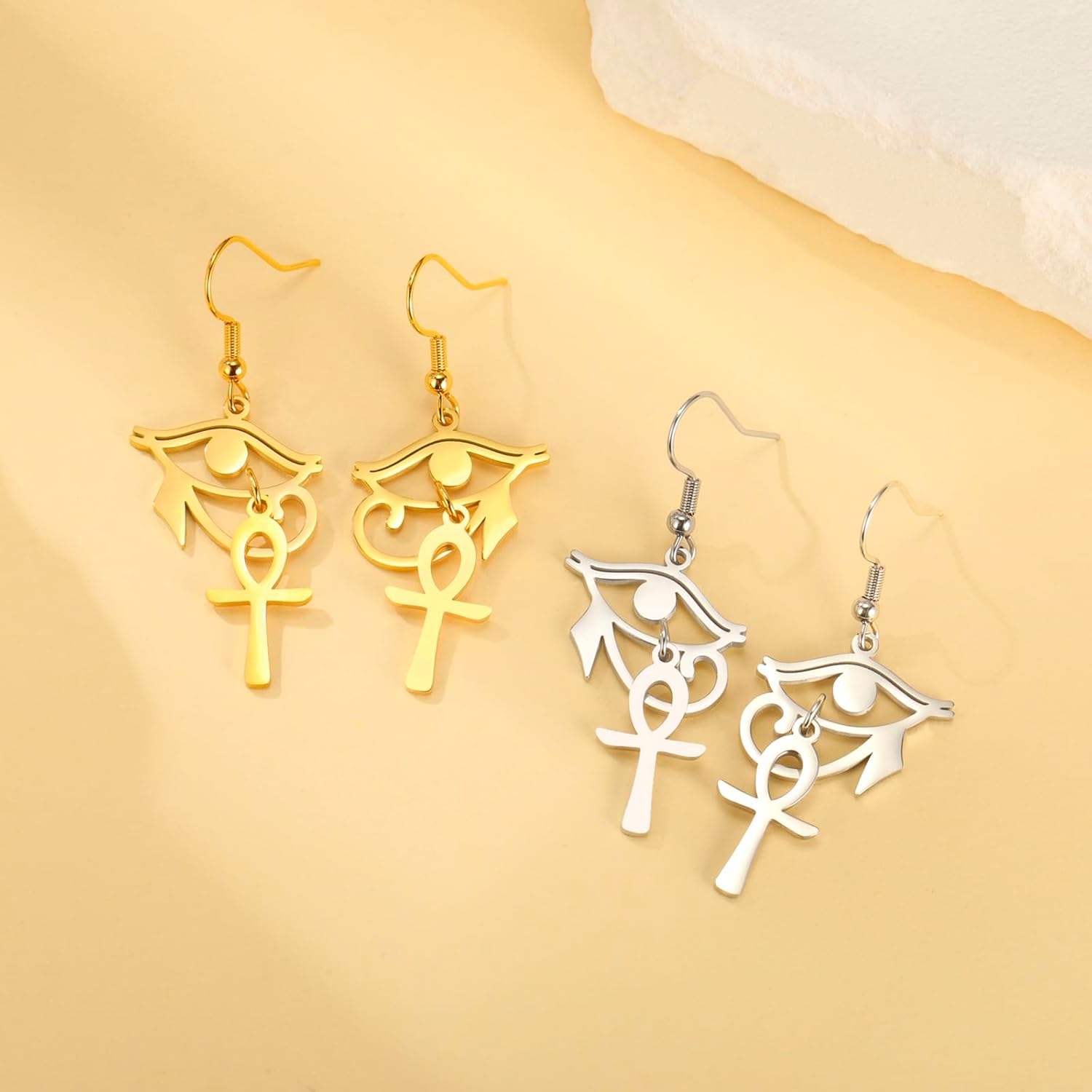 Ankh Cross Earrings for Women Eye of Horus Dangle Earrings Stainless Steel Ancient Egyptian Drop Earring Protection Jewelry Religious Gift - Image 8