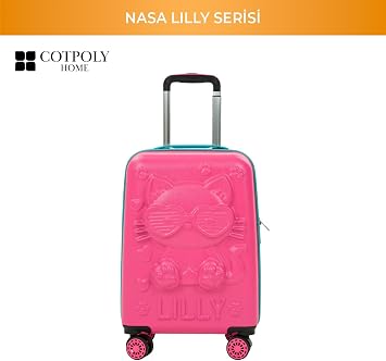 Cotpoly Kabin Boy ABS Çocuk Çocuk Valizi ve Çocuk Bavulu - Nasa Lilly Hafif Küçük Boy Seyahat Çantası, 360 Derece Tekerlekli Kız Erkek Valiz 55cm