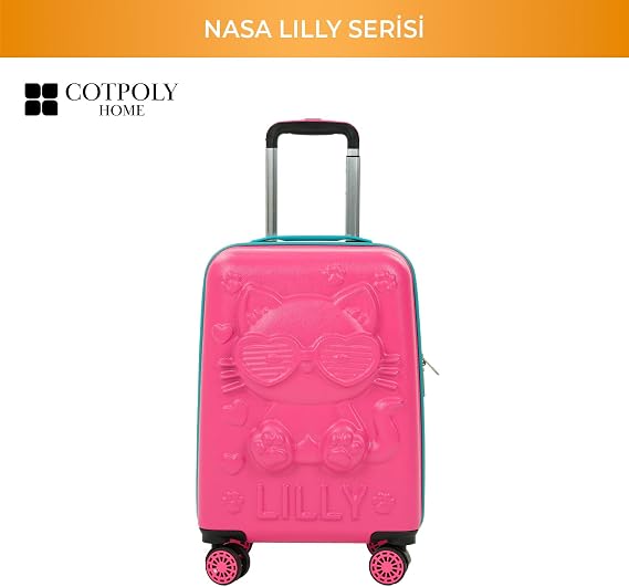 Cotpoly Kabin Boy ABS Çocuk Çocuk Valizi ve Çocuk Bavulu - Nasa Lilly Hafif Küçük Boy Seyahat Çantası, 360 Derece Tekerlekli Kız Erkek Valiz 55cm