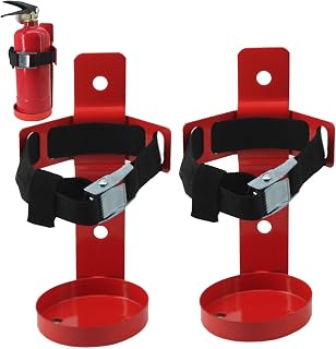 Fire Extinguisher Mount,Wall Mounted Metal Bracket,Compatible with 2.5 lb Fire Extinguishers, Red Powder Layer (2pcs) Price In India