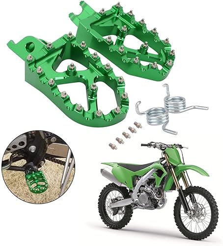 Miniatura 45 de AnXin Estriberas de motocicleta Estriberas para pedales de pie CNC para KLX 110 KLX110 2002-2023 KLX110L 2010-2023 KX60 1998-2003 Verde OEM