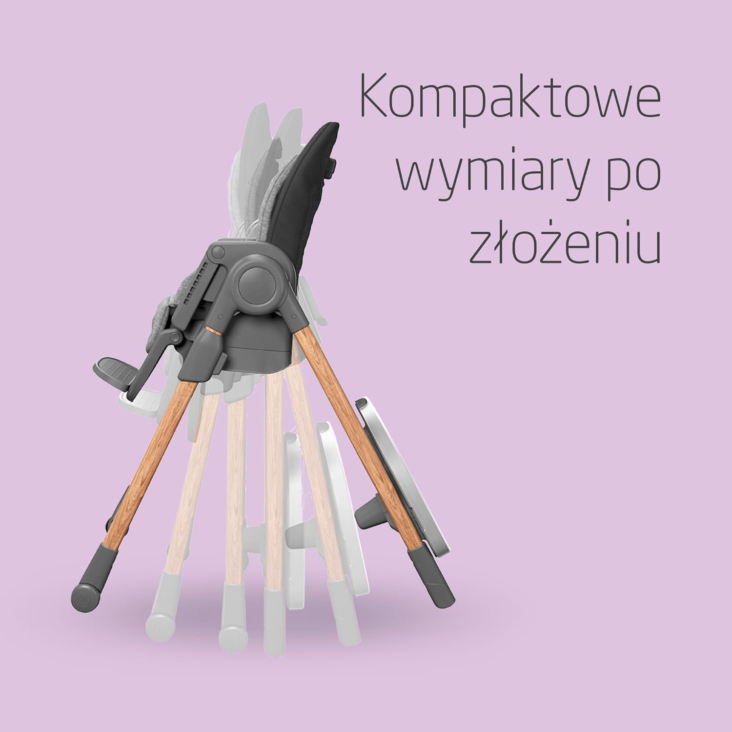Maxi-Cosi Minla Krzesełka do Karmienia, 0–14 lat, do 60 kg, Wysokie krzesełko, 9 wysokości, 5 pozycji odchylenia, 4 pozycje tacy, Kompaktowe składanie, Regulowany podnóżek, Essential Graphite