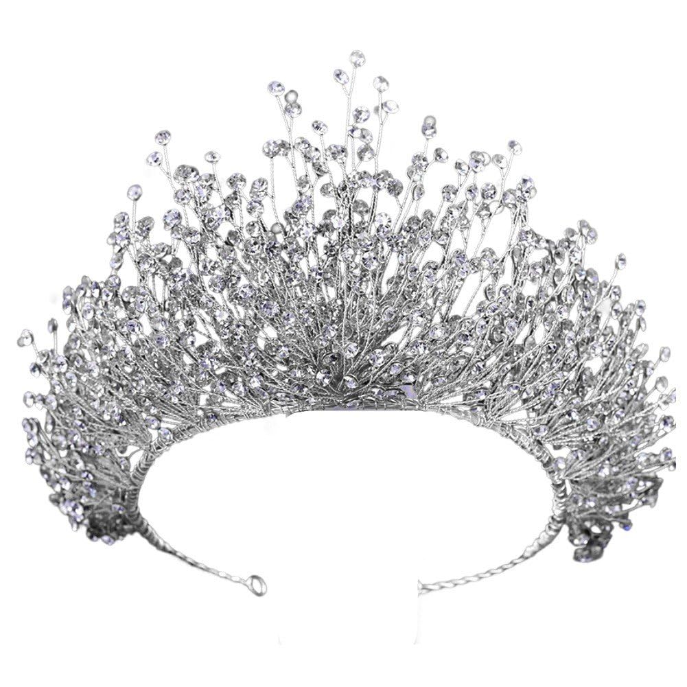 Tiara de diamantes de imitación brillantes corona nupcial de lujo para mujer