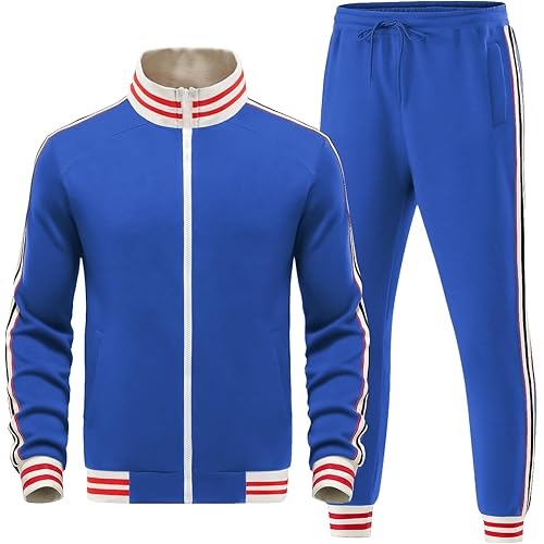Riskrole Men’s Tracksuits Set 2 Pieces Active Sweatsuits Casual Jogging Full Zip Outfits Jacket Pants Set