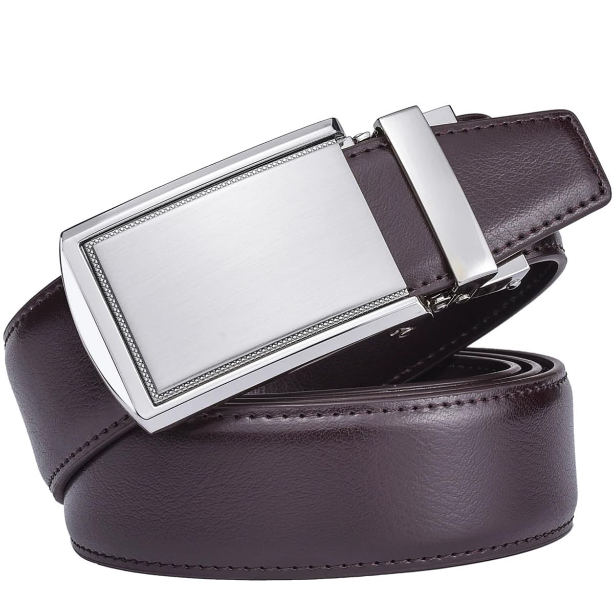 Herrengürtel Aus Leder Mit Automatischer Schnalle, 3,5 Cm Breit, Verstellbar, Kleid