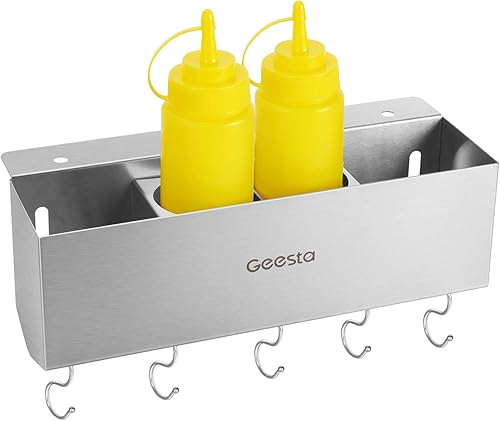 Geesta Organizador de parrilla de acero inoxidable para parrillas Blackstone de 28"36", organizador de parrilla que ahorra espacio, accesorios de