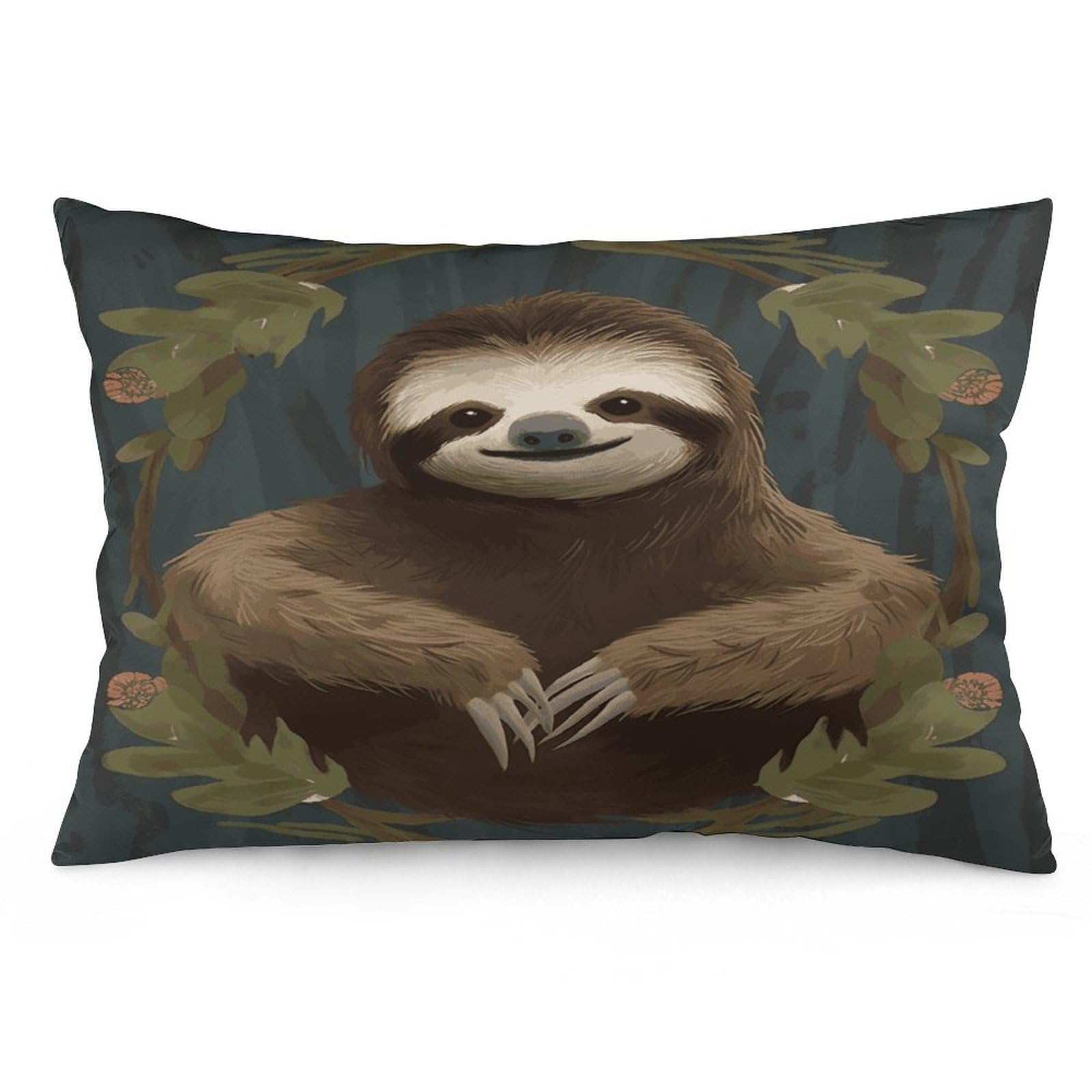 Sloth Throw Pillow Covers with Silent Zipper Polyester Pillow Protectors Removable Pillow Cases Soft Pillowcase Cozy Pillow Sham Cushion Cover for Sofa Car Bed 20"x30"