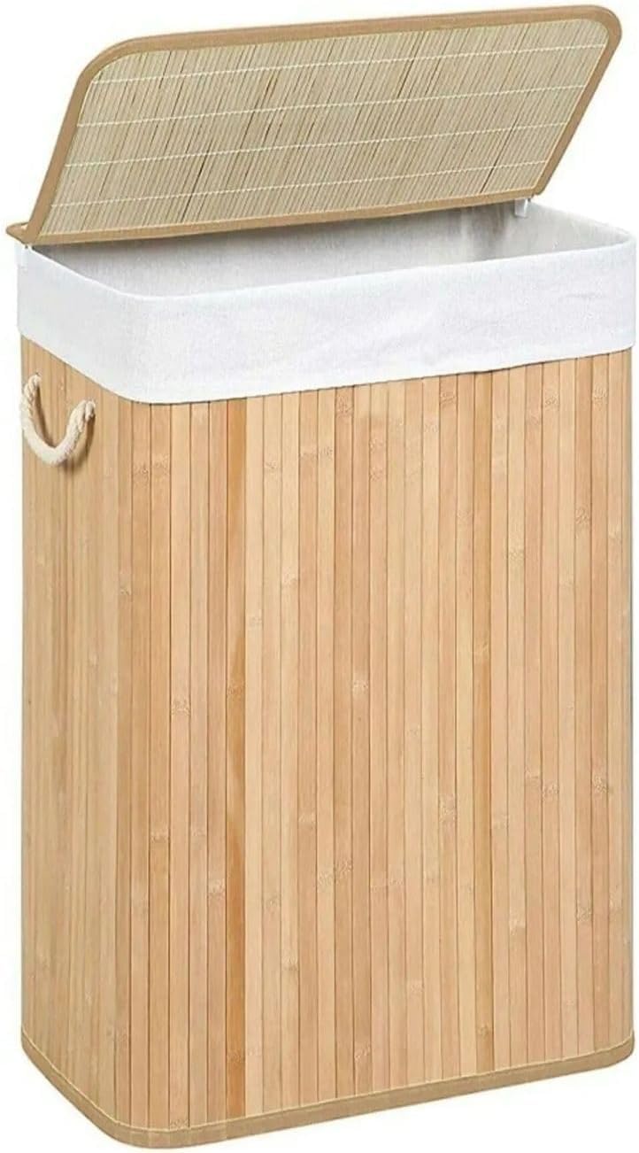 Orret Home Doğal Bambu Katlanabilir Kirli Çamaşır Sepeti, Yıkanabilir Çıkarılabilir Astar…