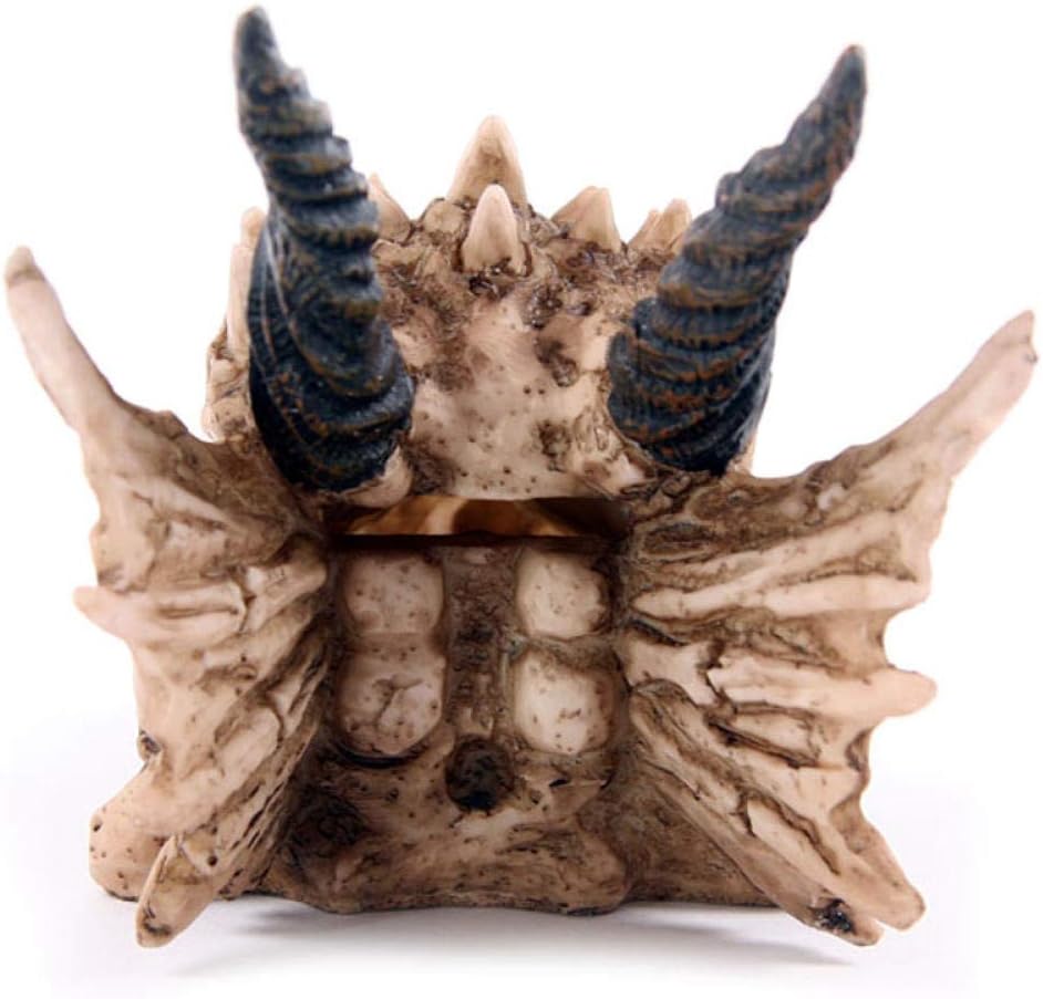 Sculpture Bust Handmade Sculptures Snarling Magical Dragon Skull Treasure Trinket Box Piggy Bank Horned Dragon Sculpture Statue Coin Box