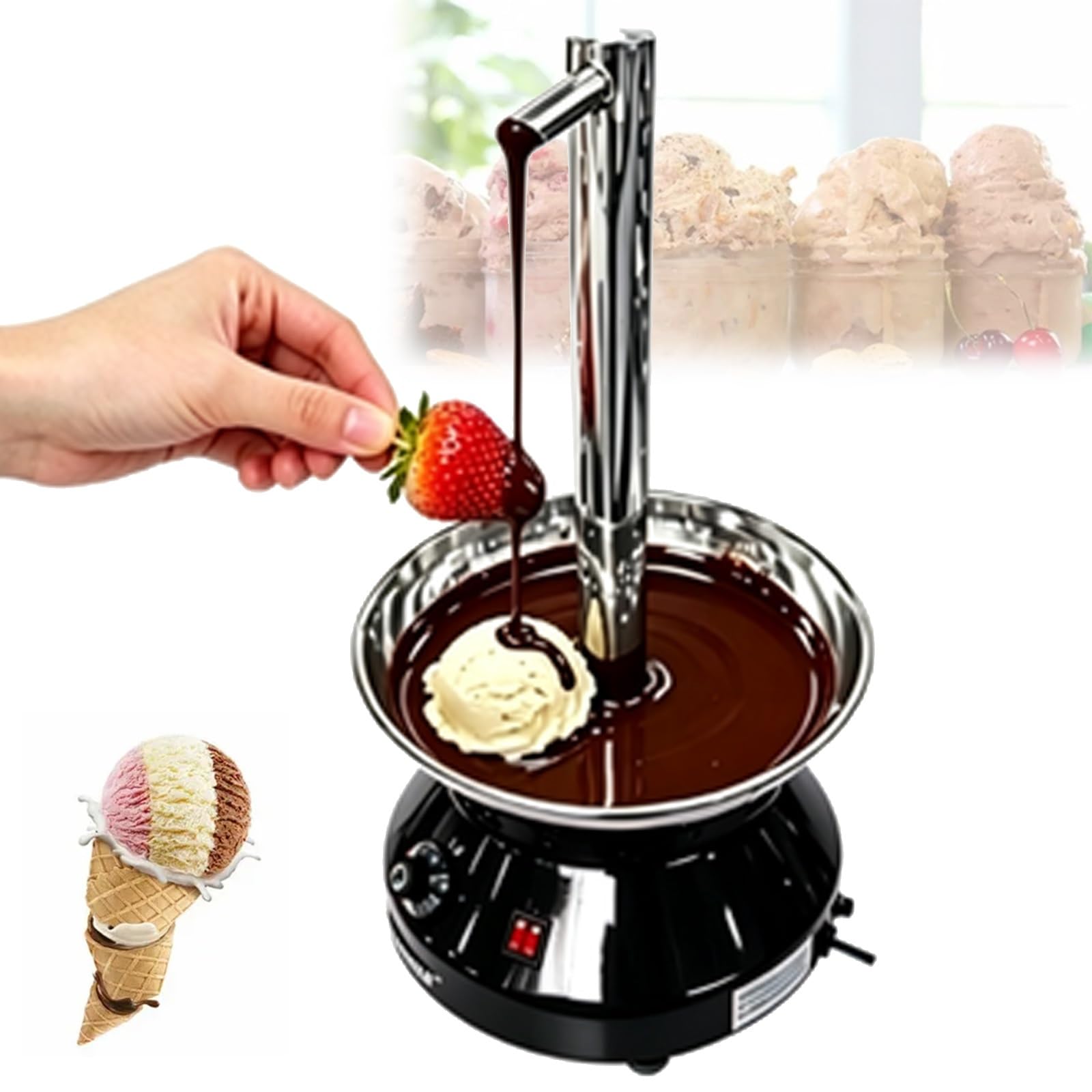 Macchina per fontana di cioccolato per uso domestico, perfetta per riunioni di famiglia e feste, ideale per fonduta, caramelle, burro, formaggio, ideale per eventi e celebrazioni